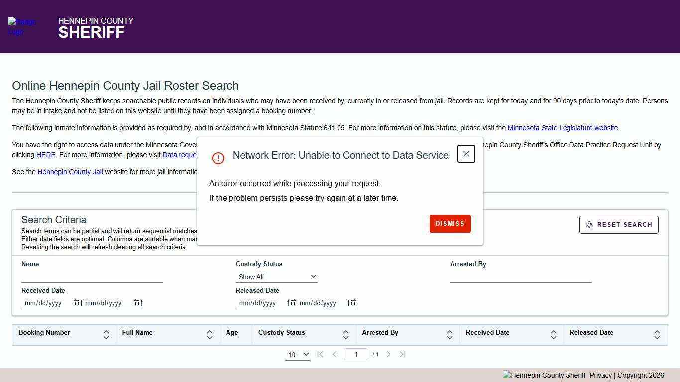 Hennepin County Sheriff - Jail Roster